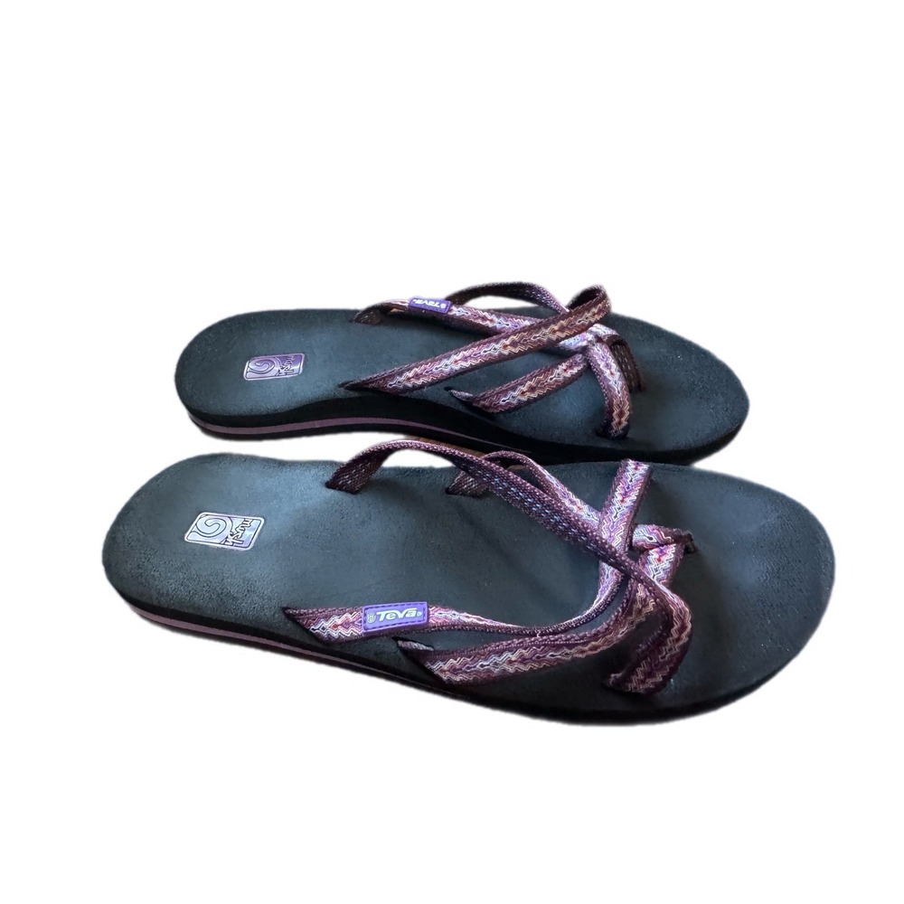 Teva Mush Mandalyn Wedge 2 Women 10 Purple Excellent Strappy Flip Flop Sandals